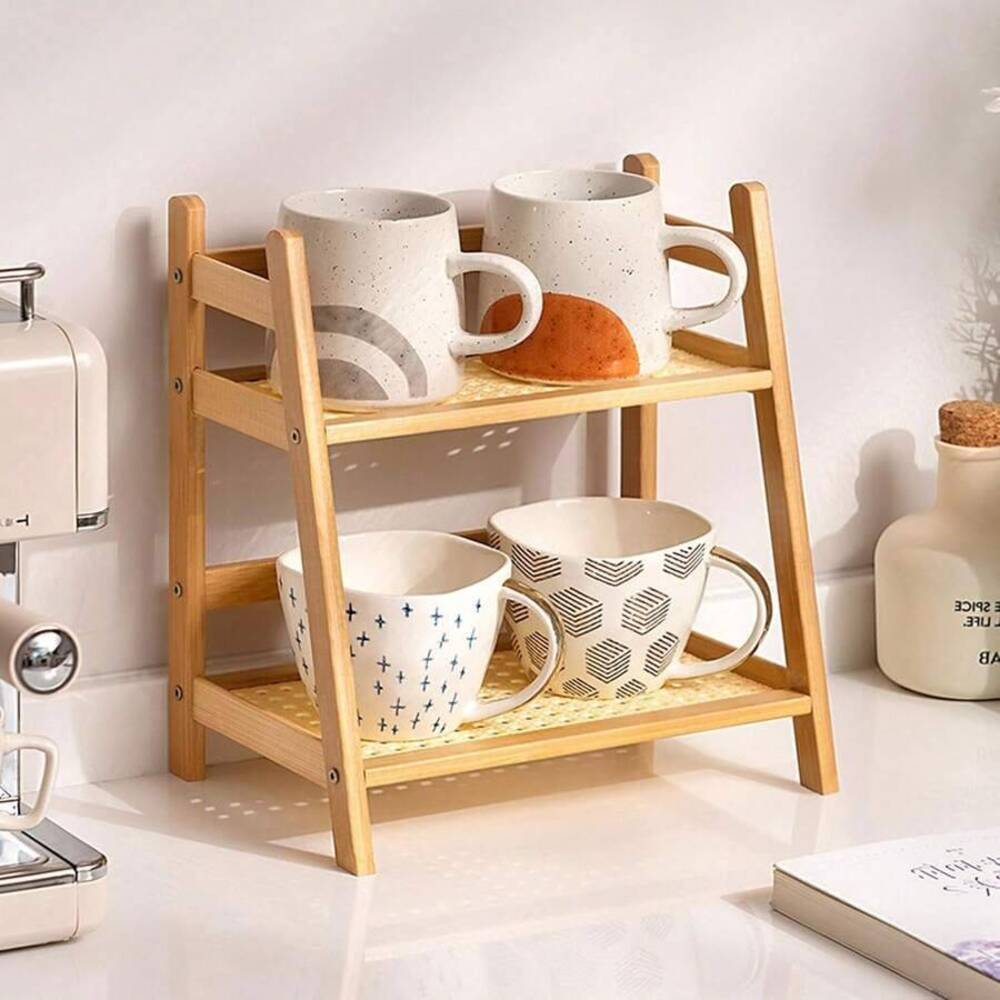 2-Tier Bamboo Countertop Stora - Coffee Equipment Rack recension och pris
